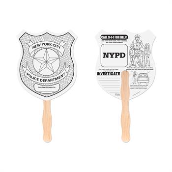 HF8 - Police Badge Shaped Hand Fan