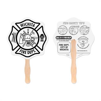 HF9 - Fire Badge Shaped Hand Fan