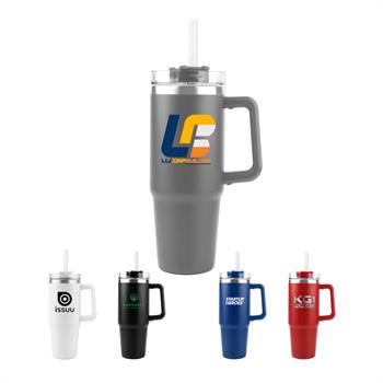 LDRK1 - 30 Oz. Double Wall Steel Travel Mug with Straw