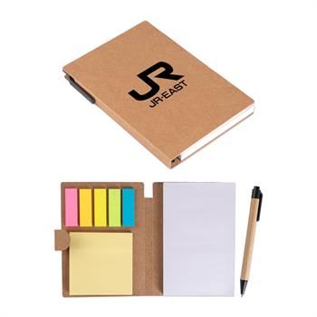 S94168X - Kraft Notebook with Sticky Notes and Pen