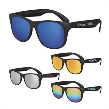 SUNCLM - Classic Black Frame Mirror Lens Sunglasses