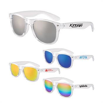 SUNCLR - Clear Iconic Frame Mirror Lens Sunglasses