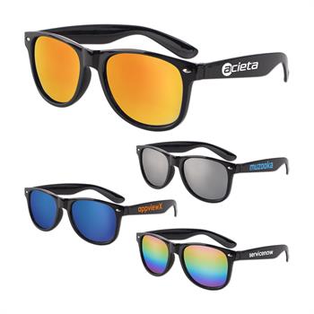 SUNICM - Iconic Black Frame with Mirror Lens Sunglasses